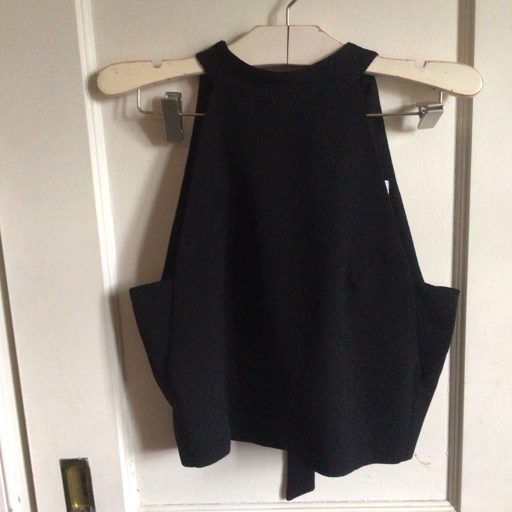 J.O.A. Black Textured Crop Top